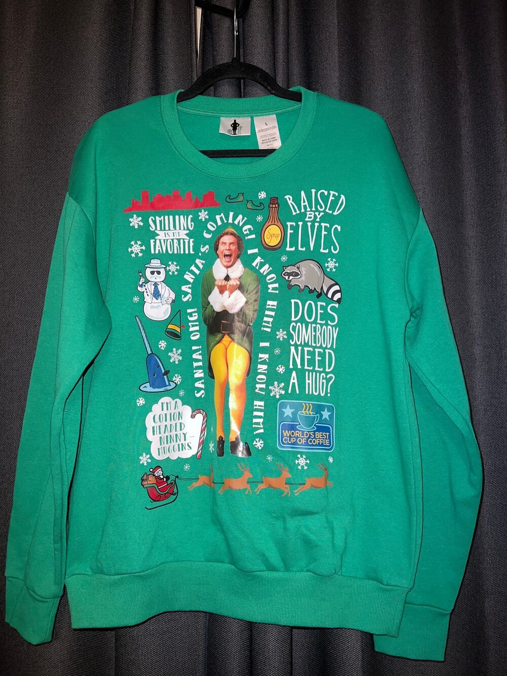 Ugly Christmas Sweater Xmas Sweatshirt Crewneck Size Large Elf
